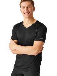 Regatta Koszulka funkcyjna "Fingal" w kolorze czarnym rozmiar: L. Czarne t-shirty sportowe Regatta, bez wzorów, z materiału, bez ramiączek, outdoorowe. Za 48.62 zł.