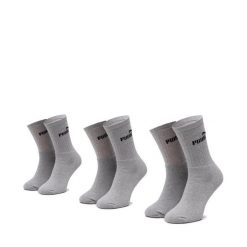 Zestaw 3 par wysokich skarpet unisex Puma. Szare skarpety Puma, bez wzorów. Za 29.99 zł.
