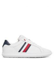 Tommy Hilfiger Sneakersy Essential Leather Cupsole FM0FM04921 Biały. Białe buty sportowe casual Tommy Hilfiger, bez wzorów, ze skóry, bez zapięcia. Za 299.99 zł.