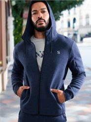 Bluza z kapturem - niebieski. Niebieskie bluzy z kapturem Sinsay, l, bez wzorów, z kapturem. Za 69.99 zł.
