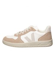 Veja Skórzane sneakersy "V 10" w kolorze biało-beżowym rozmiar: 45. Białe buty sportowe casual Veja, bez wzorów, bez zapięcia. Za 553.95 zł.