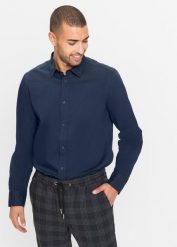 Koszula biznesowa ze stretchem, Slim Fit. Białe koszule bonprix, l, bez wzorów, z materiału, bez kołnierzyka, bez ramiączek. Za 114.99 zł.