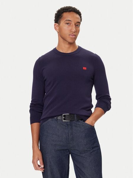 HUGO Sweter San Cassius-C1 50475083 Granatowy Regular Fit. Niebieskie swetry rozpinane Hugo, m, bez wzorów, z bawełny, bez kołnierzyka, bez ramiączek. Za 339.99 zł.