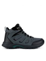 Hunter Trekkingi MASON MID HIKER WP Szary. Szare botki sznurowane Hunter, bez wzorów, ze skóry, bez obcasa, bez zapięcia. Za 379.99 zł.