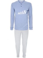 COTONELLA Piżama w kolorze błękitno-białym rozmiar: XL. Białe piżamy COTONELLA, xl, bez wzorów, prążkowane, bez ramiączek. Za 89.45 zł.