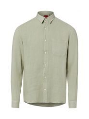 HUGO koszula lniana - Ermano Mężczyźni Regular Fit len (100%) zielony, M. Zielone koszule Hugo, na lato, m, bez wzorów, ze lnu, bez kołnierzyka, bez ramiączek. Za 379.95 zł.