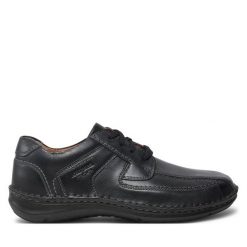 Półbuty Josef Seibel. Czarne eleganckie półbuty Josef Seibel, bez wzorów, bez obcasa, bez zapięcia. Za 339.99 zł.
