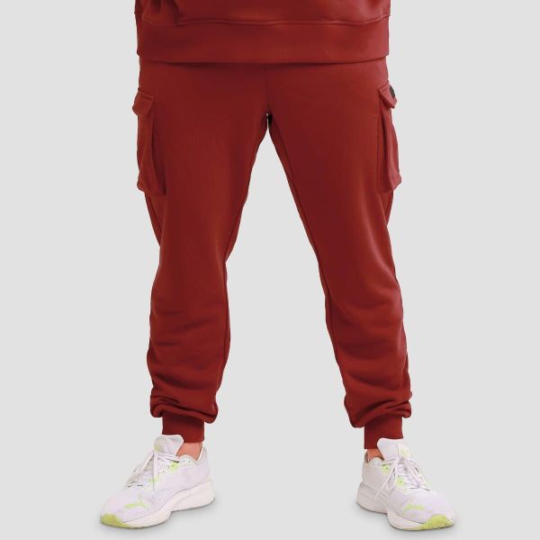 Joggery męskie fitness cargo regular Utility. Czerwone joggery i bojówki GYMBEAM, m, bez wzorów, z bawełny, sportowe. Za 118.90 zł.