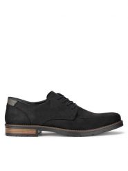 Rieker Półbuty 14608-00 Czarny. Czarne eleganckie półbuty Rieker, bez wzorów, z nubiku, bez obcasa, bez zapięcia. Za 439.99 zł.