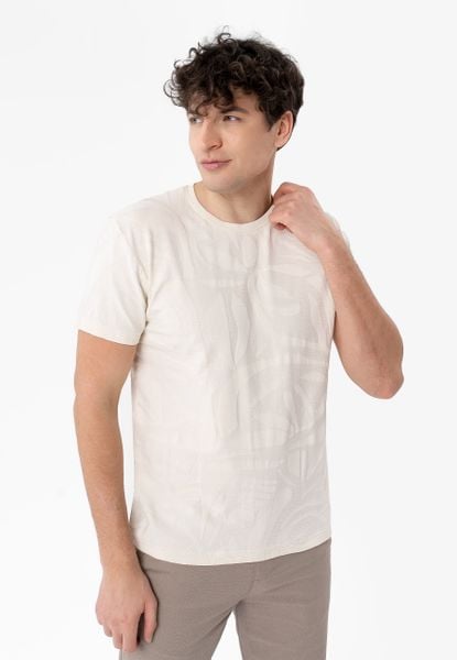 T-shirt z fakturą TM-ENAR. Białe t-shirty Volcano, m, bez wzorów, z bawełny, bez kołnierzyka, bez ramiączek. Za 79.99 zł.