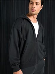 Bluza rozpinana comfort - szary. Szare bluzy z kapturem Sinsay, l, bez wzorów, z kapturem. Za 49.99 zł.