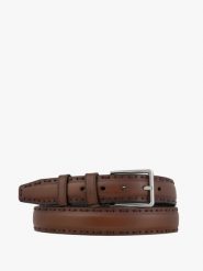 Brązowy pasek ze skóry licowej. Brązowe paski Ryłko, bez wzorów, z denimu, casualowe. Za 129.99 zł.