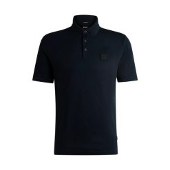 Koszulka Polo męska BOSS Parlay 143 BLU klasyczna regular fit granatowa. Niebieskie t-shirty sportowe Boss, bez wzorów, bez ramiączek. Za 379.00 zł.