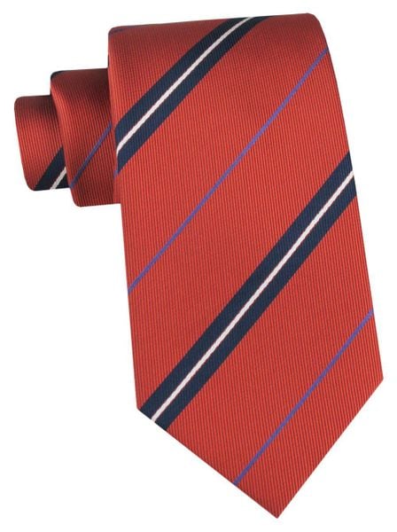Klasyczny Krawat Klubowy - Alties - Pomarańczowy w Prążek. Brązowe krawaty i muchy Alties, bez wzorów, z tkaniny. Za 49.00 zł.