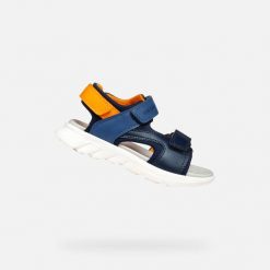 Sandały GEOX J SANDAL AIRADYUM BO Niebieski. Brązowe sandały Geox, z syntetyku, bez zapięcia. Za 195.99 zł.