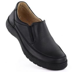 Skórzane półbuty męskie komfortowe czarne Helios 835K. Czarne eleganckie półbuty Helios, bez wzorów, ze skóry, bez obcasa, bez zapięcia. Za 319.99 zł.