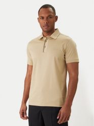 KARL LAGERFELD Polo 745002 562200 Beżowy Regular Fit. Brązowe koszulki polo KARL LAGERFELD, m, bez wzorów, z bawełny, bez kołnierzyka, bez ramiączek. Za 589.99 zł.