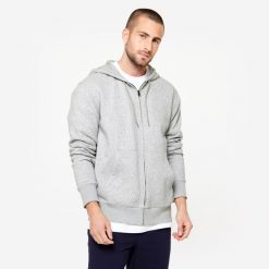 Bluza z kapturem męska Domyos Gym & Pilates. Niebieskie bluzy DOMYOS, l, bez wzorów, z materiału, z kapturem. Za 99.99 zł.