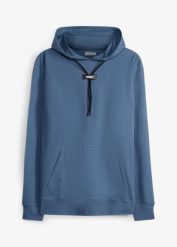 Bluza z kapturem z czystej bawełny organicznej. Niebieskie bluzy z kapturem bonprix, m, bez wzorów, z bawełny, z kapturem. Za 109.99 zł.