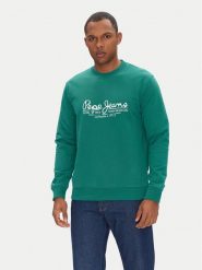 Pepe Jeans Bluza Dumas PM582832 Zielony Regular Fit. Zielone bluzy Pepe Jeans, m, bez wzorów, z bawełny, bez kaptura. Za 229.99 zł.