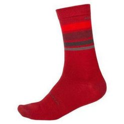 Skarpety Endura BaaBaa Merino Stripe. Czerwone skarpety ENDURA, bez wzorów. Za 59.99 zł.