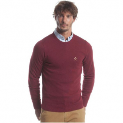 Polo Club C.H.A sweter męski M burgundowy. Czerwone swetry nierozpinane Polo Club C.H..A, m, bez wzorów, bez kołnierzyka, bez ramiączek. W wyprzedaży za 191.00 zł.