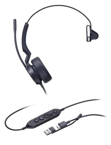 Yealink UH44 Mono Teams USB-C/A Zestaw słuchawkowy Przewodowa Opaska na głowę Biuro/centrum telefoniczne USB Type-C / USB Type-A Czarny. Czarne słuchawki bezprzewodowe yealink. Za 218.99 zł.