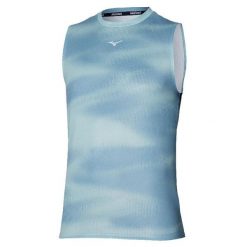 Tank top Mizuno Core Graphic. Niebieskie bezrękawniki Mizuno, bez wzorów, bez kołnierzyka, bez ramiączek. Za 82.99 zł.