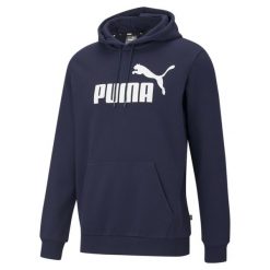 Męska bluza z kapturem z dużym logo Essentials PUMA Peacoat Blue. Fioletowe bluzy z kapturem Puma, m, bez wzorów, z kapturem. W wyprzedaży za 179.85 zł.