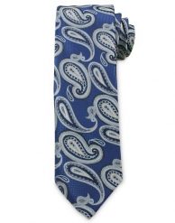 Męski Krawat Chattier - Odcienie Niebieskiego, Wzór Paisley. Niebieskie krawaty i muchy Chattier, bez wzorów, z tkaniny. Za 49.00 zł.