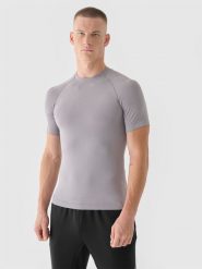4F Koszulka treningowa bezszwowa szybkoschnąca męska 4F x Robert Lewandowski - szara S/M. Szare t-shirty 4F, m, bez wzorów, z dzianiny, bez kołnierzyka, bez ramiączek. W wyprzedaży za 79.99 zł.