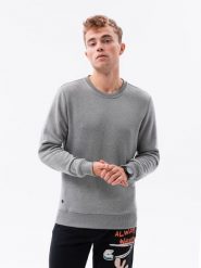 Bluza męska bez kaptura BASIC - szary melanż. Szare bluzy Ombre Clothing, m, bez wzorów, z bawełny, bez kaptura. Za 29.99 zł.