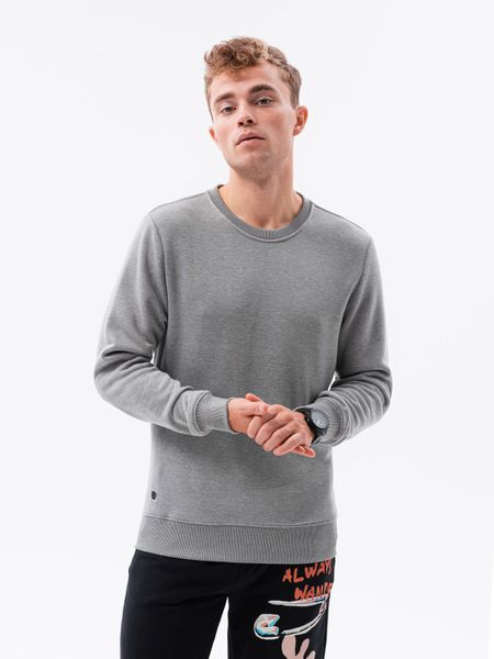 Bluza męska bez kaptura BASIC - szary melanż. Szare bluzy Ombre Clothing, m, bez wzorów, z bawełny, bez kaptura. Za 29.99 zł.