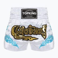 Spodenki treningowe Top King Kickboxing. Białe krótkie spodenki sportowe TOP KING, l, bez wzorów, z materiału. Za 239.99 zł.