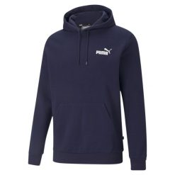 Bluza dresowa męska Puma ESS SMALL LOGO. Niebieskie bluzy z kapturem Puma, m, bez wzorów, z dresówki, z kapturem. Za 155.90 zł.