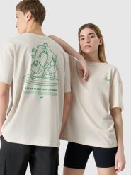 4F Koszulka kibica uniseks - biała XL. Białe t-shirty 4F, m, bez wzorów, z bawełny, bez kołnierzyka, bez ramiączek. W wyprzedaży za 29.99 zł.