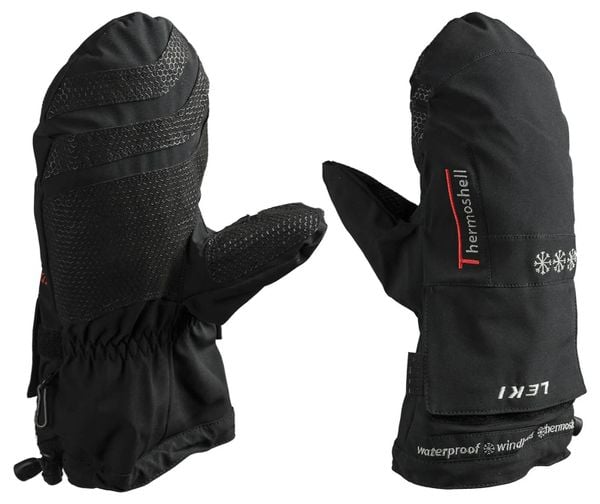 Rękawiczki narciarskie Leki Thermoshell w kolorze czarnym. Czarne rękawiczki LEKI, bez wzorów, z elastanu. Za 210.99 zł.