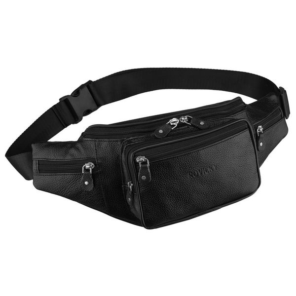 Czarna, skórzana saszetka męska zamykana na suwak, jednokomorowa - Rovicky. Czarne torby na ramię ROVICKY, bez wzorów, ze skóry, bez dodatków. Za 68.99 zł.