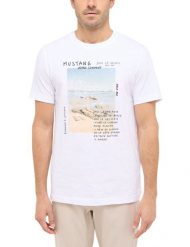 Męski T-Shirt Mustang Style Austin Bright White 1016282 2007. Białe t-shirty Mustang, m, bez wzorów, bez kołnierzyka, bez ramiączek. Za 69.99 zł.