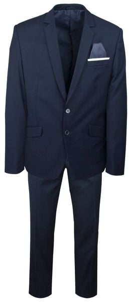 Męski, Taliowany Garnitur (Wesele, Studniówka) - Casino - Ciemny Granat. Garnitury Casino, do pracy, l, bez wzorów, z poliesteru. Za 395.00 zł.