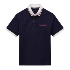 Koszulka polo męska Napapijri E-Zeri. Niebieskie koszulki polo sportowe Napapijri, m, bez wzorów, bez kołnierzyka, bez ramiączek. Za 189.99 zł.