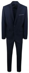 Granatowy Garnitur na Studniówkę lub Wesele - Taliowany - Casino. Niebieskie garnitury Casino, do pracy, l, bez wzorów, z poliesteru. Za 299.00 zł.