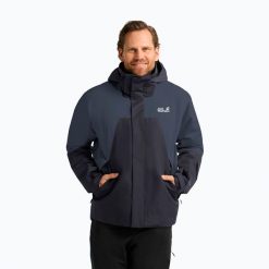 Kurtka narciarska męska Jack Wolfskin Flowline 2L Ins. Niebieskie kurtki narciarskie i snowboardowe Jack Wolfskin, l, bez wzorów, narciarskie. Za 899.99 zł.