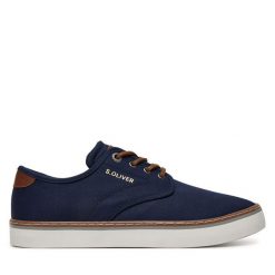 Półbuty s.Oliver. Niebieskie eleganckie półbuty S.Oliver, bez wzorów, bez obcasa, bez zapięcia. Za 259.99 zł.