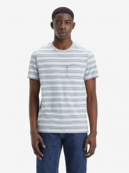 Levi's Koszulka w kolorze niebiesko-szaro-białym rozmiar: S. Białe bezrękawniki Levi's®, s, bez wzorów, z bawełny, bez kołnierzyka, bez ramiączek. Za 61.89 zł.