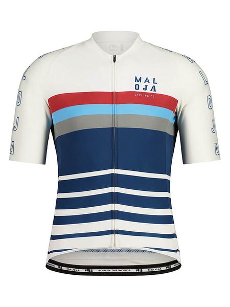 Maloja Koszulka kolarska "FurglerM." w kolorze biało-granatowym rozmiar: XS. Białe t-shirty sportowe Maloja, bez wzorów, z materiału, bez ramiączek, rowerowe. Za 144.24 zł.