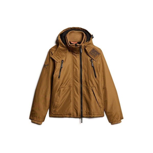 Kurtka przeciwdeszczowa z kapturem Superdry Mountain. Brązowe kurtki Superdry, xl, bez wzorów, z materiału, z kapturem. Za 593.45 zł.