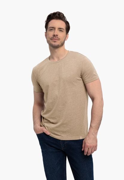 Bawełniana koszulka T-BASIC. Brązowe t-shirty Volcano, l, bez wzorów, z bawełny, bez kołnierzyka, bez ramiączek. Za 54.99 zł.