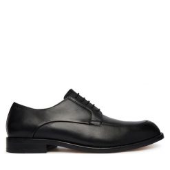 Półbuty BOSS. Czarne eleganckie półbuty Boss, bez wzorów, bez obcasa, bez zapięcia. Za 1,064.00 zł.