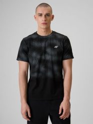 4F T-shirt regular z nadrukiem męski - czarny S. Czarne t-shirty 4F, m, bez wzorów, z bawełny, bez kołnierzyka, bez ramiączek. Za 89.99 zł.